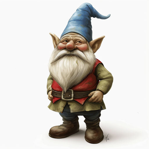 Realistic gnome clipart on flat white background