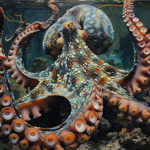 Curious octopus at the aquarium glass