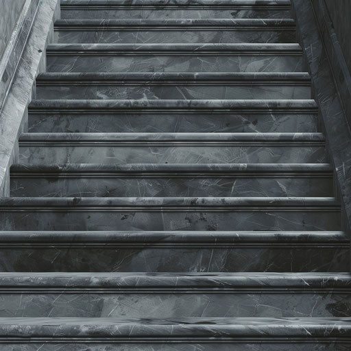 Realistic stairs clipart on flat slate grey background
