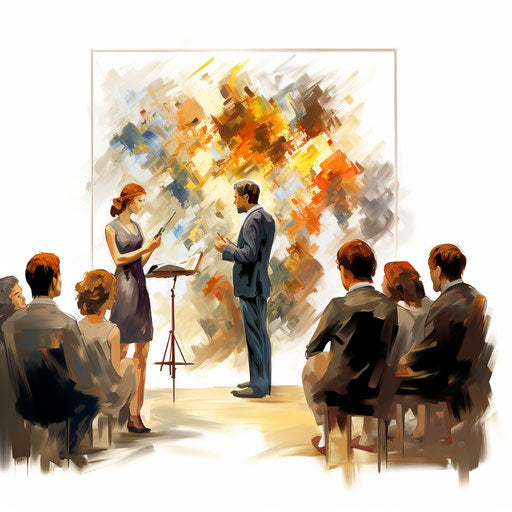 Meeting clipart in the style of Oil painting, on a white background