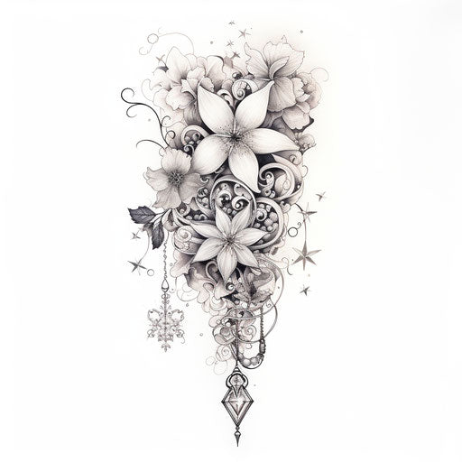 Tattoo design jewelry stars lace star tattoo on arm with flowers