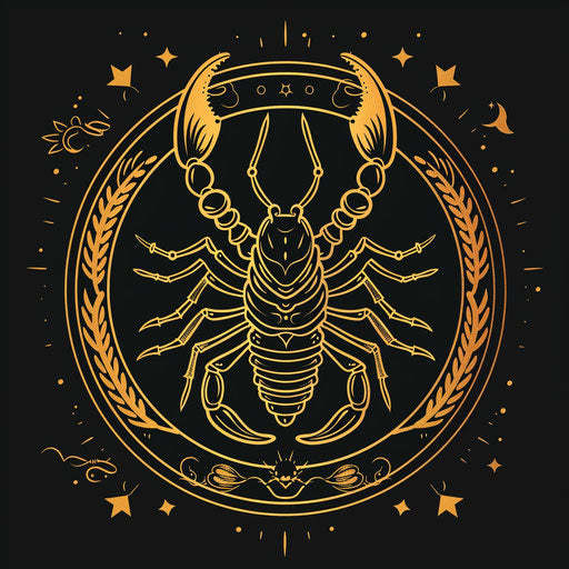 Sketch of tattoo with golden Scorpio zodiac sign