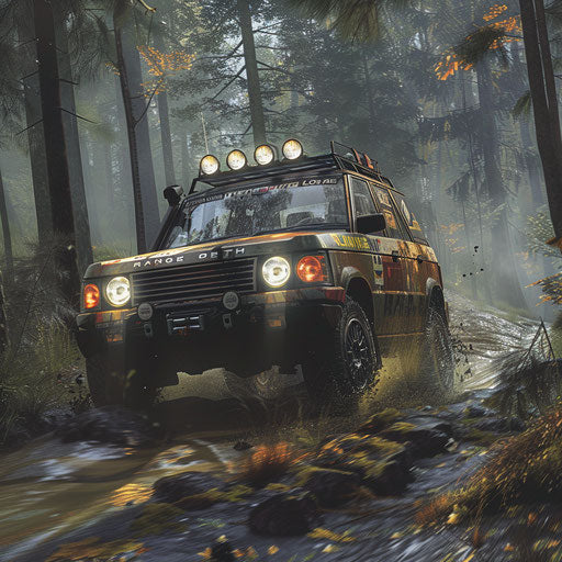 Stunning Range Rover modified competing in a forest rally race