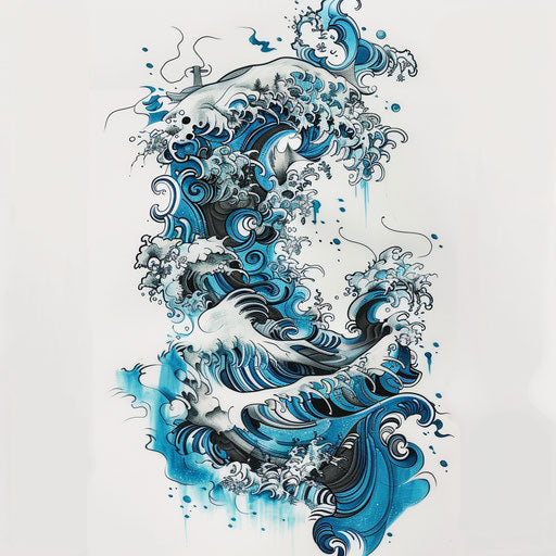 Japanese wave in a surreal clipart style