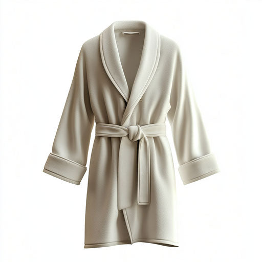 3D Bathrobe on white background, photo realistic style