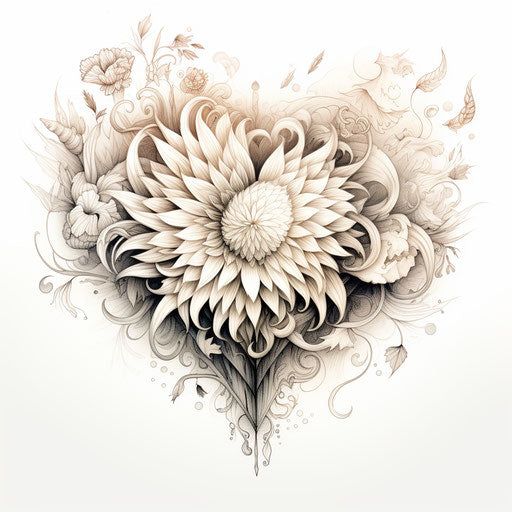 Romantic mandala coloring with heart illustration