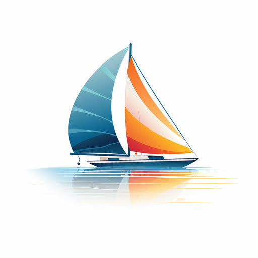 Minimalist style sailboat illustration, on white background