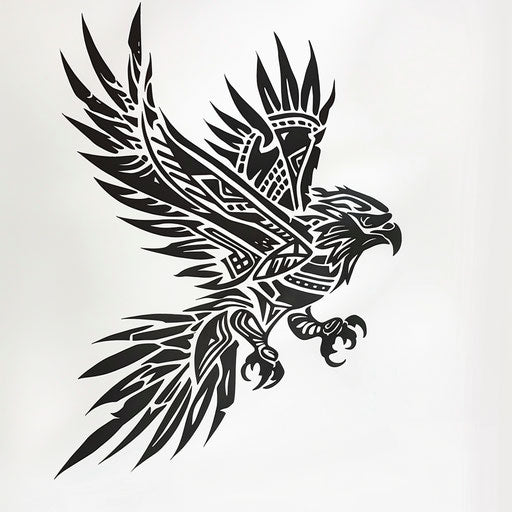 Tribal eagle, in the style of Ami James