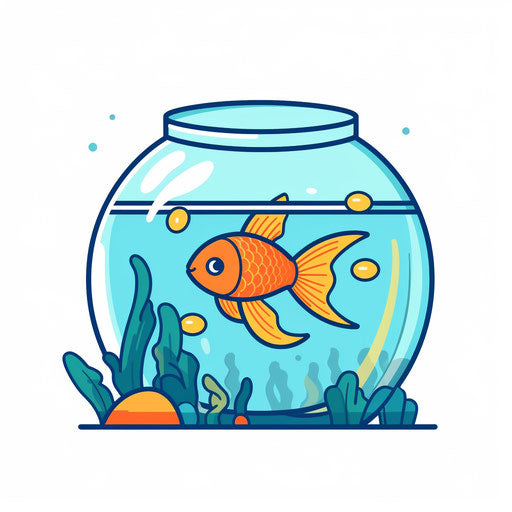 Minimalist style aquarium clipart on white background