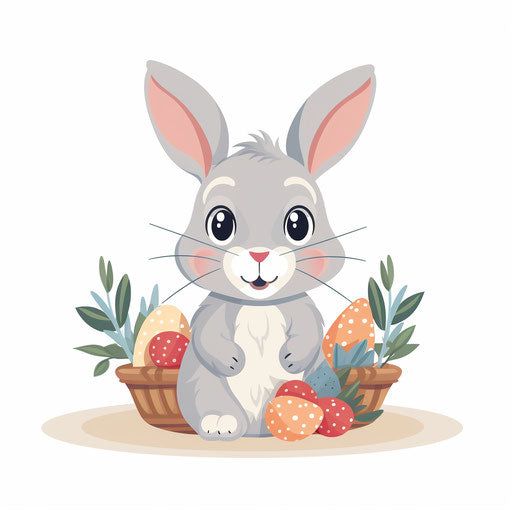 Minimalist Easter bunny on white background