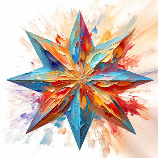 Christmas star clipart in the style of Impressionistic Art, on white background