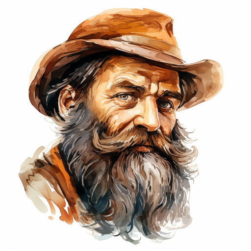 Beard clipart in the style of oil painting, on white background