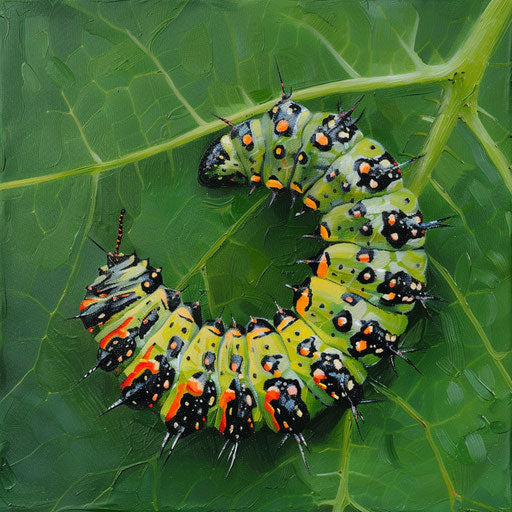 Caterpillar on a vibrant green leaf