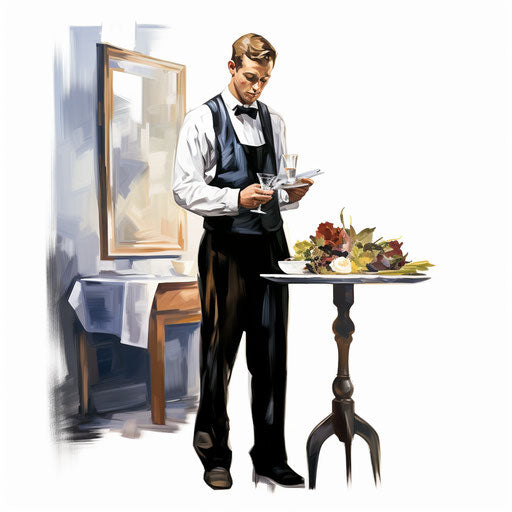 Server illustration in the style of oil painting