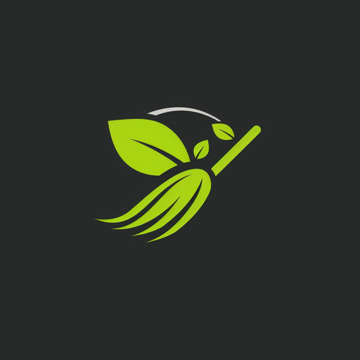 Cleaning company logo in green and black on a clean minimalist background