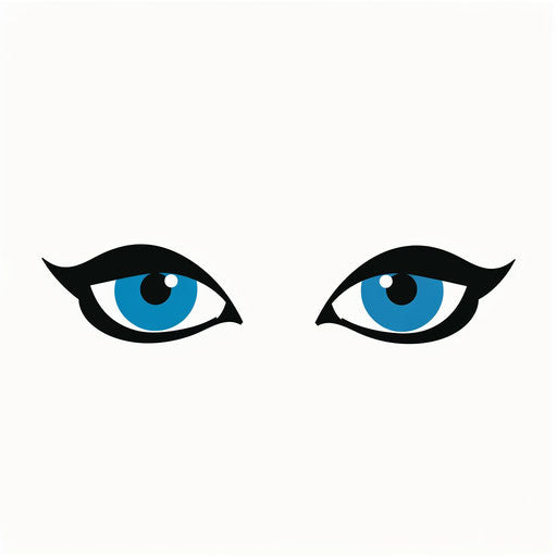 Simple flat vector icon of two blue eyes on white background