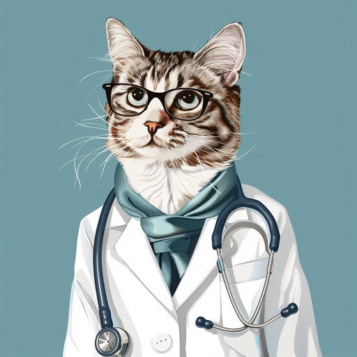 Veterinarian clipart in photo realistic style on blue background