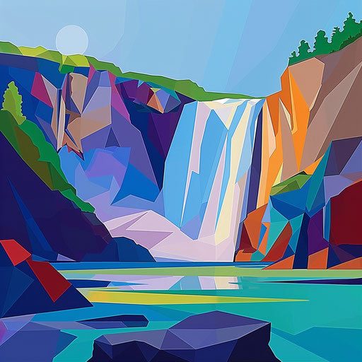 Montmorency Falls, Quebec, modern geometric art style, Ed Mell