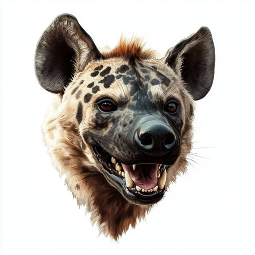 3D hyena in photo realistic style on flat white background, isolated clipart
