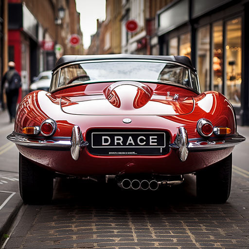 Jaguar e type car with larger exhausts