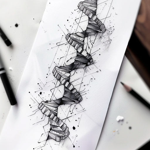 Innovative geometric tattoo design, DNA in geometric shapes
