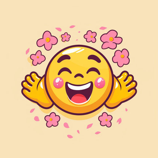 Joyful laughter amid pink flowers and yellow high fives