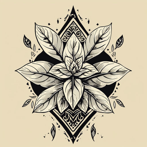 Exotic flat tattoo sketch of sage with traditional Eastern ornamental patterns