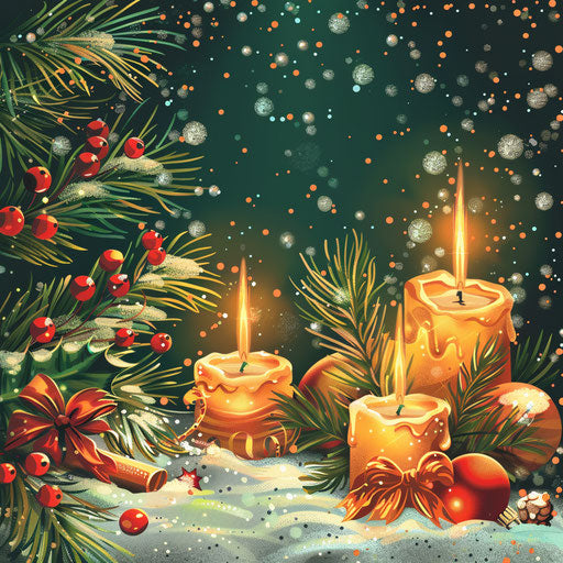 Christmas Eve clipart with flat random background, vibrant tones