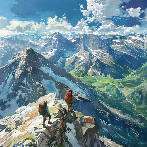 Hikers scaling Cascade Mountain with panoramic views