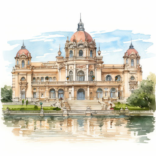 Palace oil painting style on white background