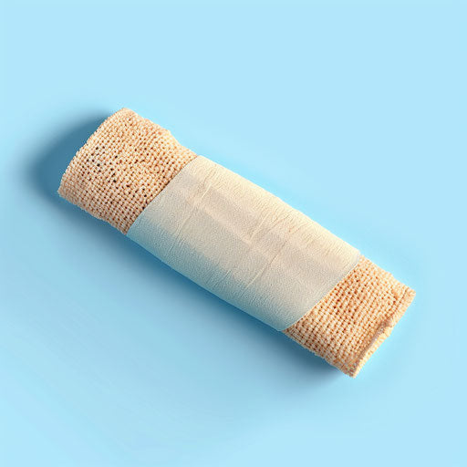 Realistic bandage clipart on blue background with soft texture