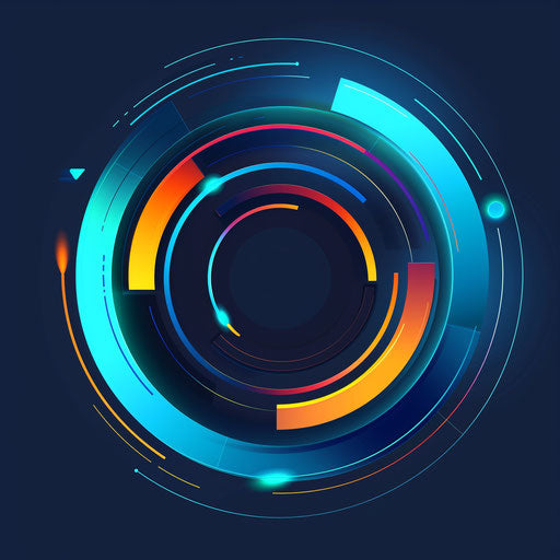 Innovative smart logo with abstract tech elements and bright blue background