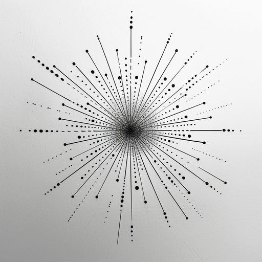 Energetic flat tattoo sketch of a starburst pattern
