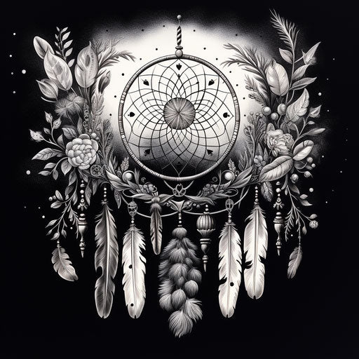 Dream catcher in black and white Johfra Bosschart style