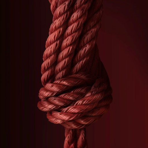 Realistic rope clipart on rich burgundy background, luminous