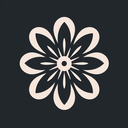 Bold monochromatic graphic style black flower symbol