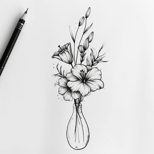 Birth flower bouquet in simple vase