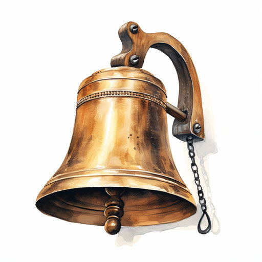 Bell clipart in the style of Oil painting, on a white background
