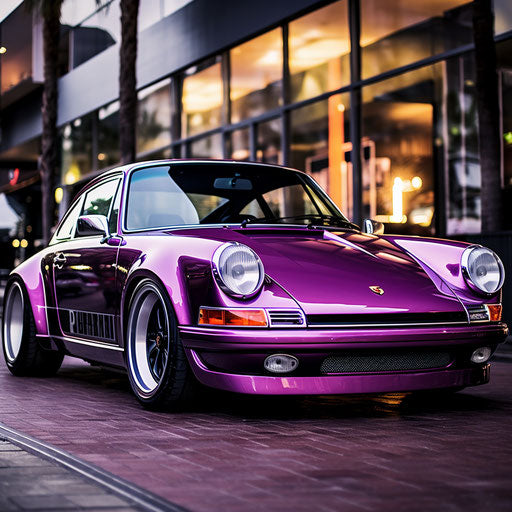 Classic bright purple sports car