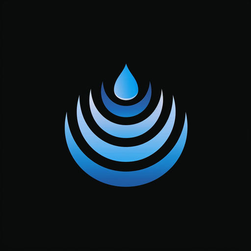 Blue and black water logo with clean minimalist background