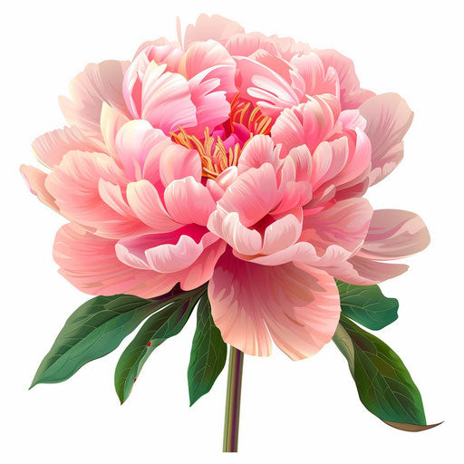 Photo realistic peony clipart on flat white background