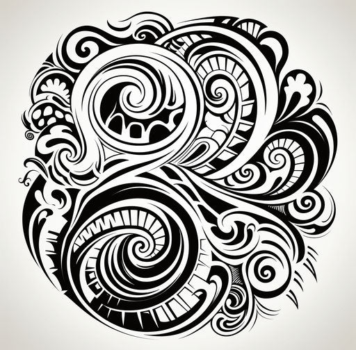 Tribal pattern for tattooing in poured poignant Maori art