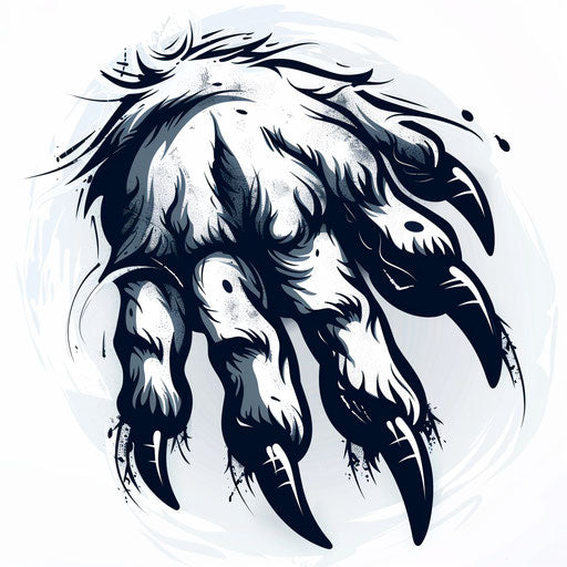 Vivid clipart style sketch of bear paw with black outlines
