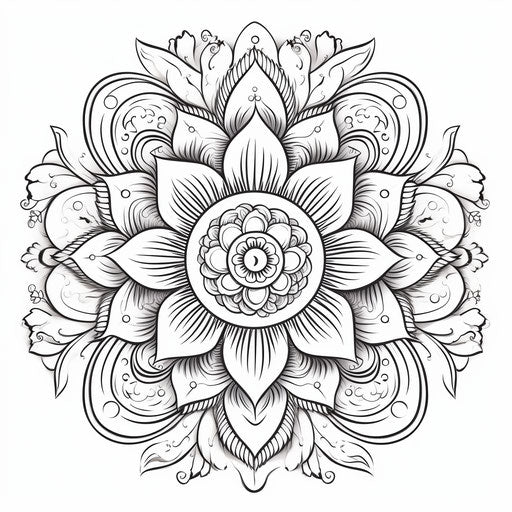 Drawing page for mandala in the circle on white background