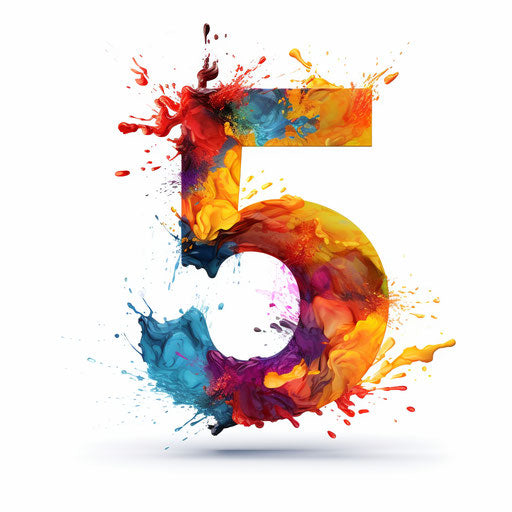 Number 5 clipart in the style of Oil painting, on a white background