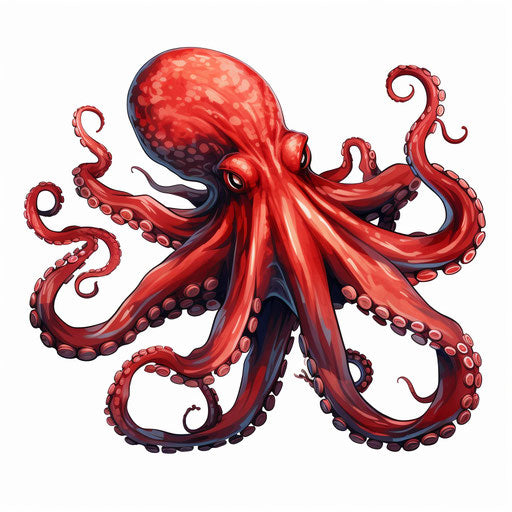 Octopus clipart in the style of Chiaroscuro Art, on a white background
