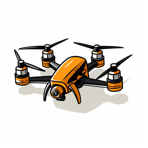 Minimalist style drone illustration, on white background
