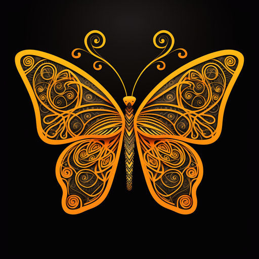 Neotraditional butterfly, subtle ink, light magenta and amber