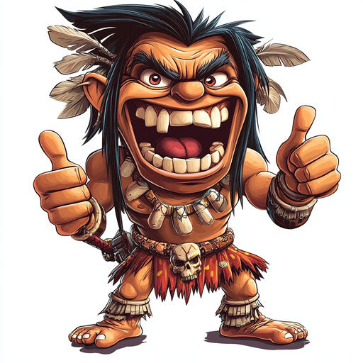 Humorous caricature of a warrior with human characteristics