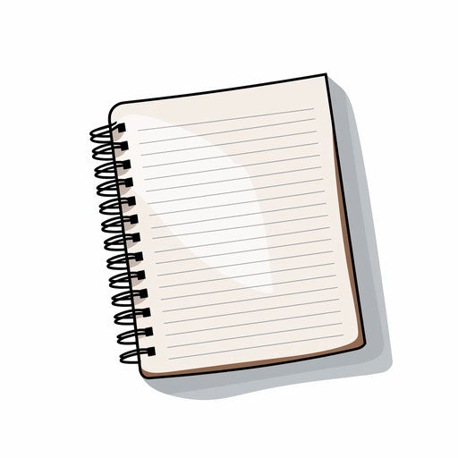 Minimalist style notebook paper clipart on white background